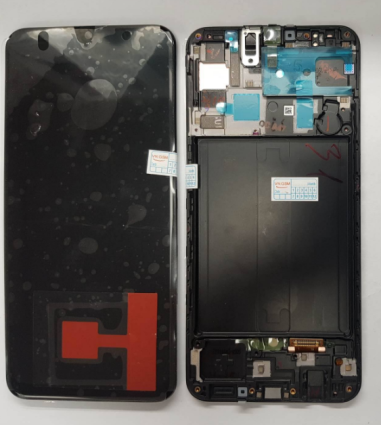 Дисплей (модуль) Samsung A50 A505F(100% Оригинал GH82-19713) + тачскрин черный + рамка (Есть замена