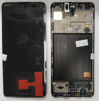 Дисплей (модуль) Samsung A51 (A515) 100% Оригинал + тачскрин черный + рамка (Есть замена)
