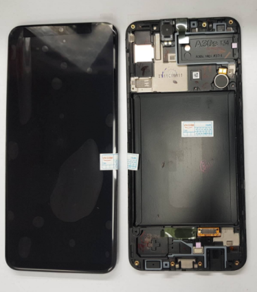 Дисплей (модуль) Samsung A30s (A307) 100%Оригинал + тачскрин черный + рамка (Есть замена)